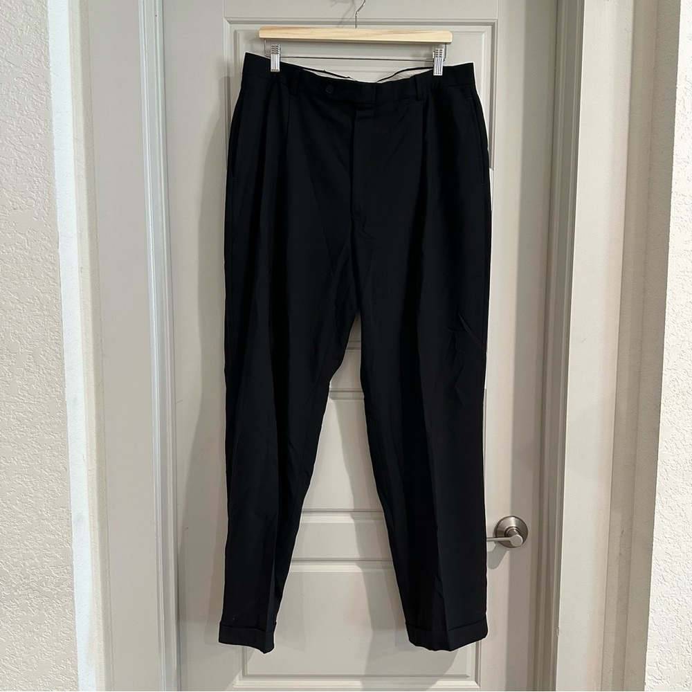 Vintage Oscar De La Renta‎ Black Wool Pleated Dress Pants Size 36